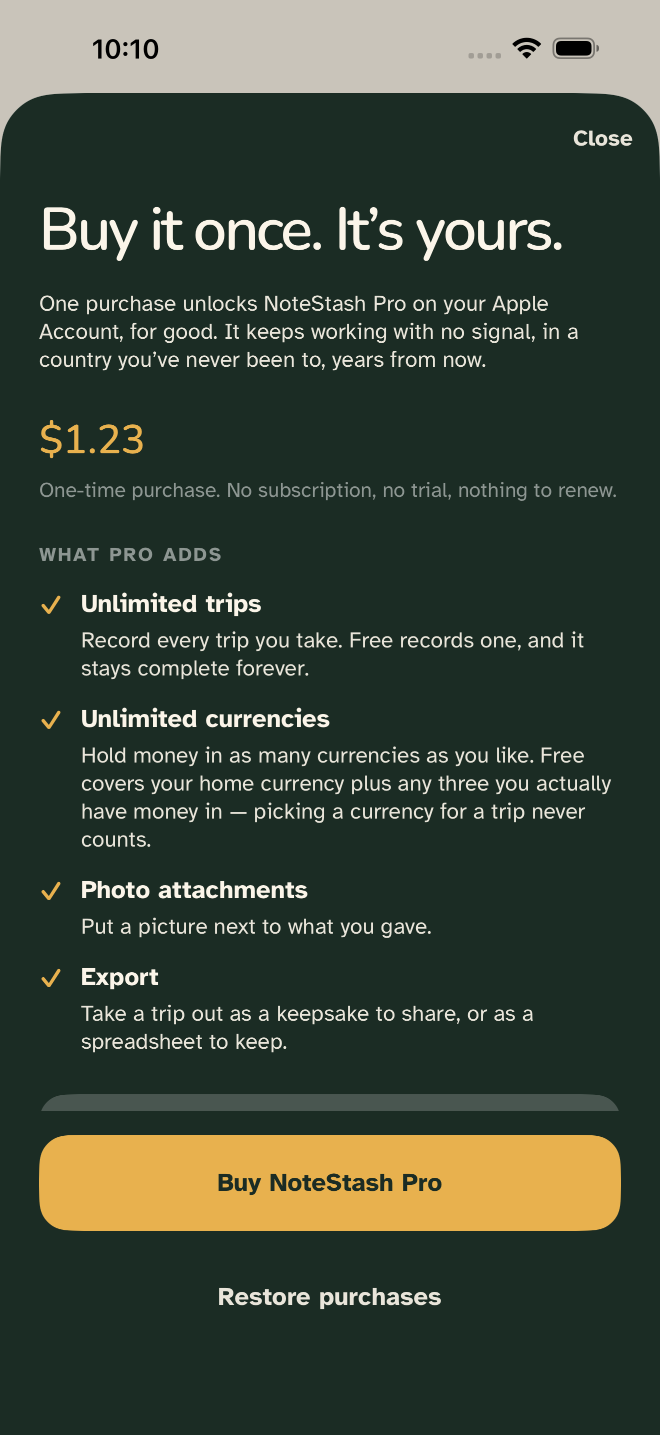 NoteStash Pro screen